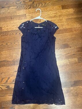 Just...Taylor Navy Lace Short-Sleeve Dress